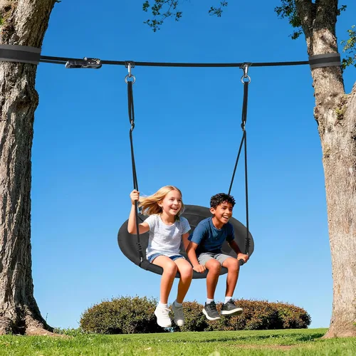 Hapfan Slackline - Juego de columpios para patio trasero, juego de columpio de platillo de 40 pulgadas entre árboles, equipo de juego al aire libre