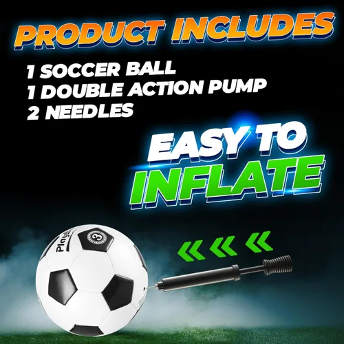 Vista 6 de PlayBolt Soccer Ball Size 3 with Pump - Black & White Training Practice & Match Ball for Kids & Toddlers (Pack of 1 or 4)