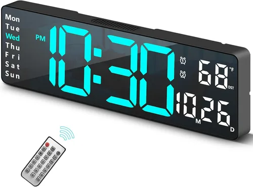 Vista 15 de Reloj digital, reloj de pared digital para decoración de sala de estar, reloj despertador de escritorio para dormitorio, reloj de pared grande