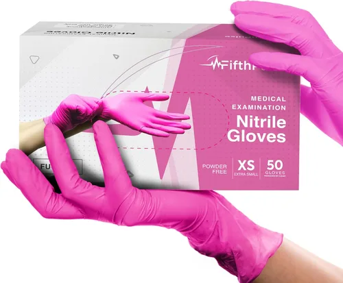 FifthPulse Guantes desechables de nitrilo rosa intenso fucsia, nitrilo de 3 mil, sin polvo ni látex, guantes de examen médico quirúrgico