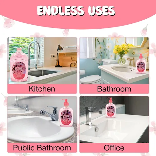 Vista 6 de SIMPLE PLEASURES Recambios de jabón de manos de alta calidad, aroma a flor de cerezo, botella de 7.9 onzas con recambio Jumbo de 59 onzas, aprobado