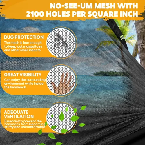 Vista 5 de Chihee - Hamaca ultraligera de camping para viajes, con red emergente, capacidad de carga de 299 kg, de nailon paracaídas transpirable y de secado