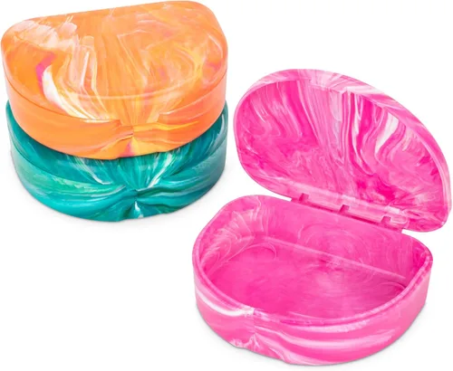 Vista 24 de Estuches de retención de ortodoncia de mármol Practicon, estuche alineador ortodóntico, soporte para protector bucal (paquete de 3) (Medianoche)