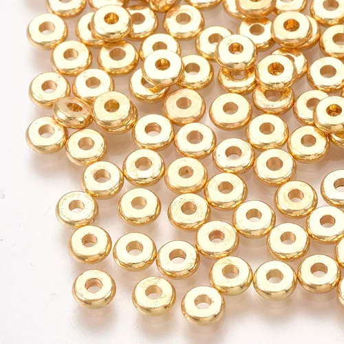 Vista 24 de Craftdady 500 cuentas espaciadoras redondas planas doradas de 0.157 pulgadas (0.157 in), diminutas cuentas de disco de moneda Rondelle