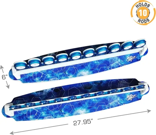 Vista 3 de Rush Creek Creations Reel Salty - Soporte para caña de pescar impermeable para 10 cañas de pesca de agua salada + equipo de pesca y accesorios