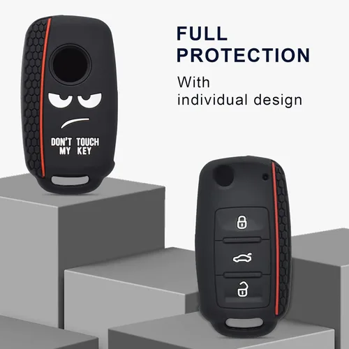 Vista 4 de 2 PIEZAS Funda de Silicona para Llave de Mando a Distancia de 3 Botones, para VW Beetle, Caddy, Eos, Jetta, Golf, Polo, Scirocco, Sharan, Tiguan