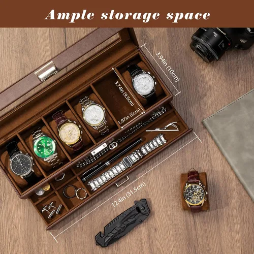 Vista 2 de ProCase Paquete de caja de reloj con caja de reloj de 6 ranuras