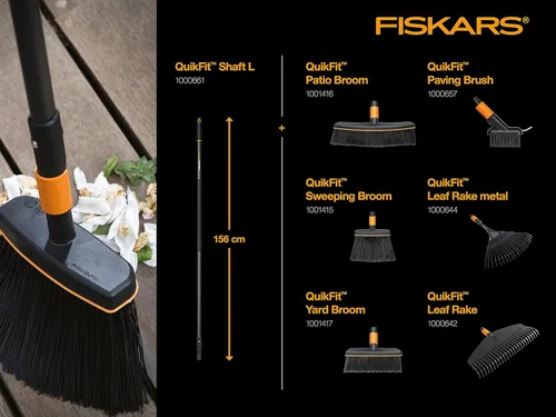 Vista 3 de Fiskars Escoba multiusos, cabeza de escoba, ancho: 10.2 in, cerdas de plástico, negro/naranja, QuikFit, 1001417