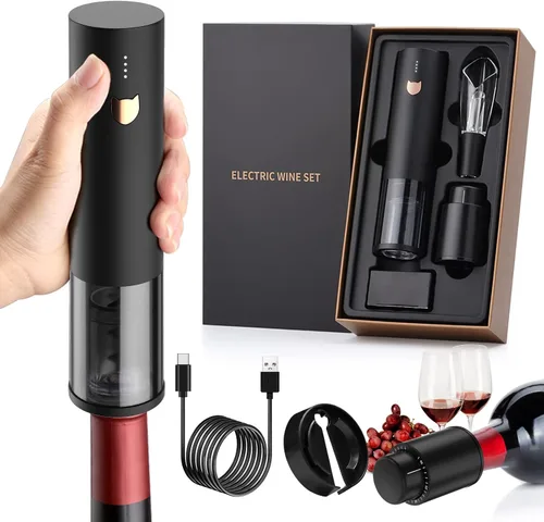 Regalos de vino - Abridor de vino eléctrico - Sacacorchos automático recargable - Sacacorchos eléctrico inalámbrico - Abridor de botellas de vino