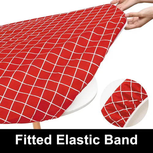 Vista 209 de Mantel rectangular, manteles de plástico elásticos ajustables con parte trasera de franela para mesas de 4 pies, manteles de vinilo impermeables