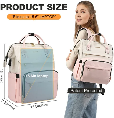 Vista 9 de LOVEVOOK Laptop Backpack for Women Fashion Business Computer Backpacks Travel Bags Purse Doctor Nurse Work Backpack with USB Port, Fits 15.6-Inch