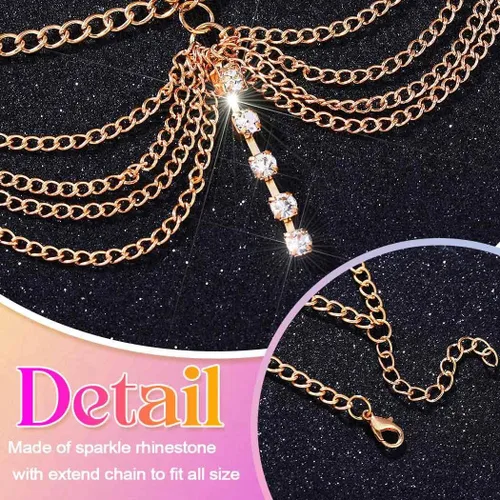 Vista 4 de Gortin Diadema de cadena para la cabeza, accesorios para el cabello, cadena para el cabello, accesorios para el cabello para mujer, aleación