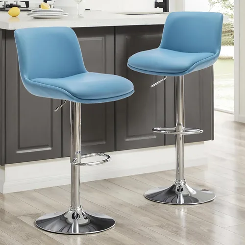 MINCETA Taburetes de bar, moderno taburete giratorio tapizado con respaldo para barra y altura de encimera, altura ajustable de 24 a 34 pulgadas,