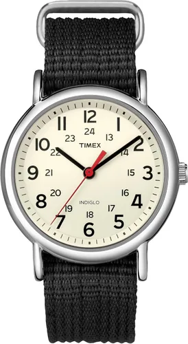 Vista 8 de Timex Weekender 38mm Unisex Analog Watch INDIGLO Backlight Adjustable Durable Nylon Fabric Slip Through Strap 24 Hour Time