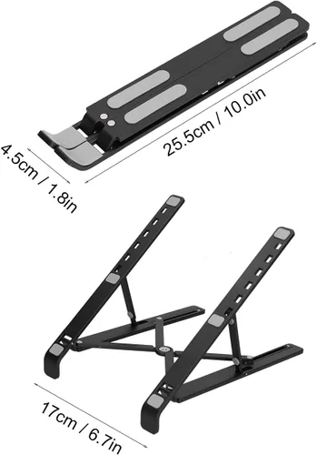 Vista 2 de PerGar Soporte para laptop, soporte de aluminio para laptop, soporte para computadora portátil para escritorio, soporte ajustable de aluminio