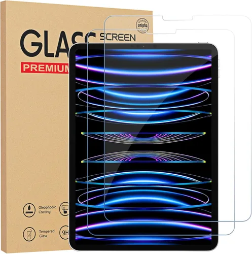 Gerutek Paquete de 2 protectores de pantalla para iPad Pro de 11 pulgadas (2022/2021/2020/2018), vidrio templado, iPad Air 5ª/Air de 4ª generación,