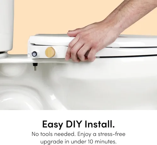 Vista 3 de TUSHY Oasis - Asiento de bidé no eléctrico de agua tibia (alargado) Autolimpiante con doble boquilla, temperatura y presión ajustables