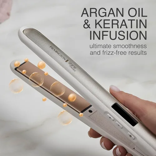 Vista 6 de Remington Shine Therapy - Plancha alisadora de pelo de 1 pulgada, plancha plana infundida con aceite de argán y queratina, plancha plana profesional