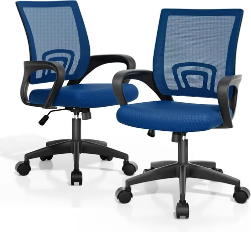Vista 20 de Magshion Silla de oficina ergonómica, silla de escritorio de malla para computadora, color negro, giratoria de respaldo medio, cómodo soporte