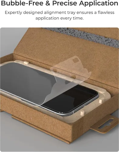 Vista 2 de iOttie Terra - Protector de pantalla de vidrio templado para iPhone 16, grado militar, dureza 9H, inastillable, resistente a los arañazos