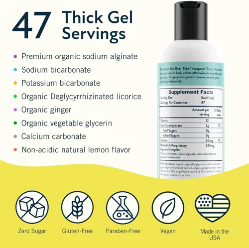 Vista 4 de RefluxRaft Terapia para el Reflujo Ácido con Alginato Orgánico, Rápida y de Larga Duración para ERGE, RLF y Soporte de Síntomas de Digestión, Sin