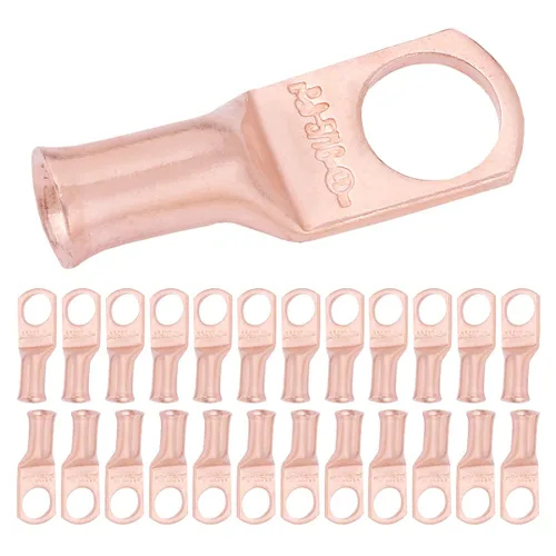 Vista 191 de SELTERM - 5 terminales de anillo resistentes para cable de batería, calibre 1/0 AWG, pernos de 1/2 pulgadas, terminales de calibre 0, ojales