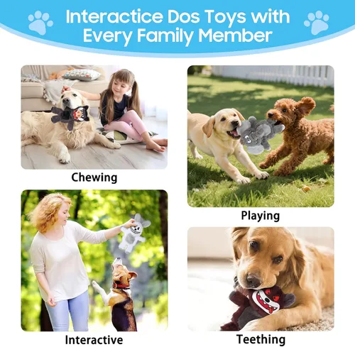 Vista 7 de Bzonsmart Paquete de 5 Juguetes Chirriantes para Perros. Juguetes de Masticación de Peluche Resistentes para Perros. Juguetes Interactivos