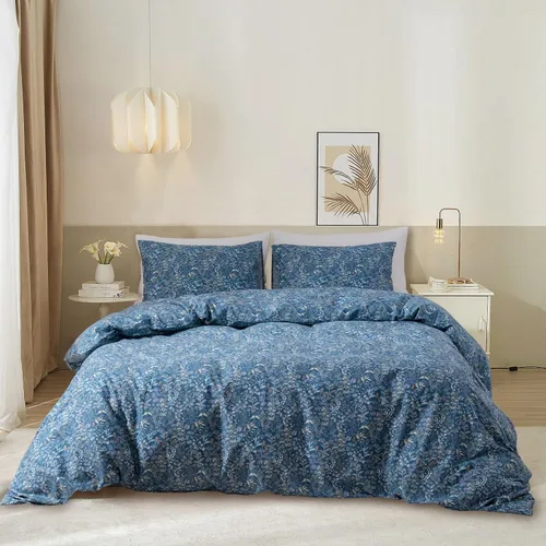 Vista 14 de EAVD Juego de edredón floral con volantes estilo jardín francés Full microfibra suave y esponjosa elegante shabby chic juego de ropa de cama floral