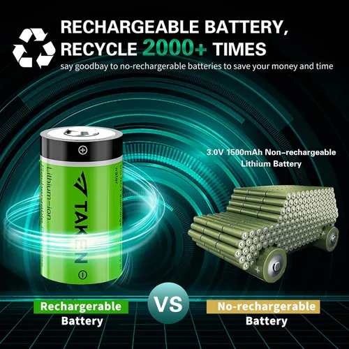 Vista 5 de Taken 4 Pack 123 Batteries Lithium 3.7V CR123 Batteries [CAN BE RECHARGED] Compatible with Arlo Cameras (VMC3030/VMK3200/VMS3330/3430/3530)