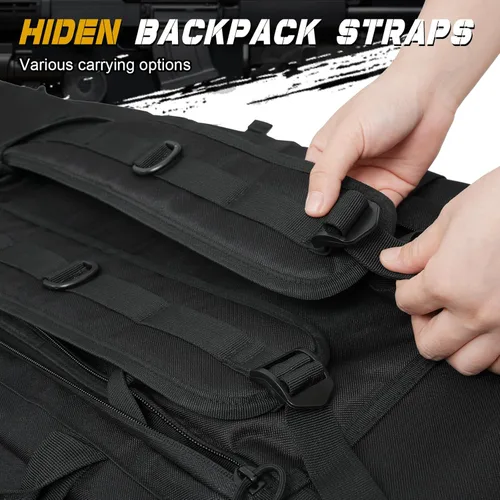 Vista 6 de Soft Rifle Case 32'' 36" 42" 48'' Tactical Long Double Rifle Backpack Gun Bag for Hunting Shooting Range, Firearm Transportation with Lockable