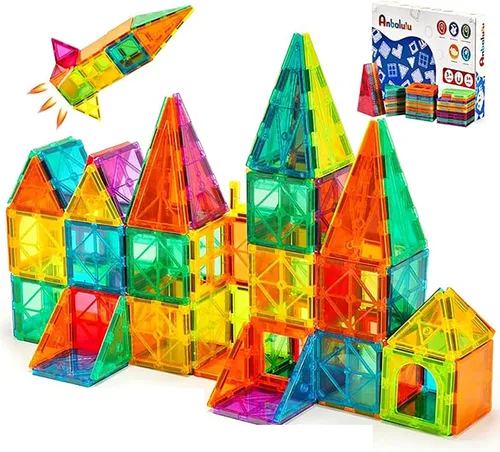 Anbalulu Azulejos de construcción magnéticos, juego de construcción magnética, bloques magnéticos, juguetes apilables STEM 3D, juguete de imanes