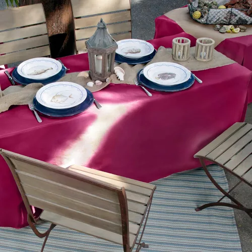 Vista 6 de Tablevogue Event Linens - Mantel ajustable de microfibra lavable de 6 pies para mesa rectangular de bufé, fiestas, cenas de vacaciones, granate