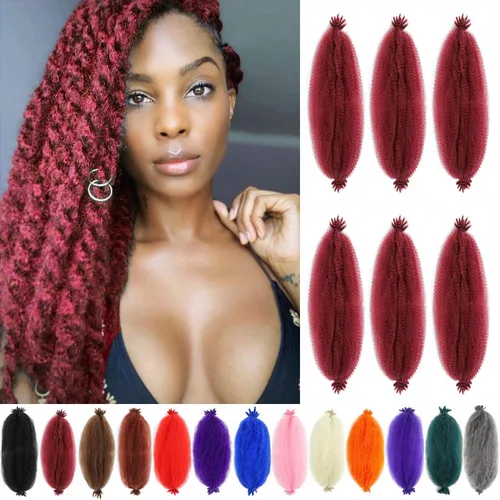 Vista 51 de Extensiones de cabello afro rizado Ginger 12 pulgadas, trenzas Marley de cabello trenzado elástico 350, extensiones de cabello afro rizado y rizado