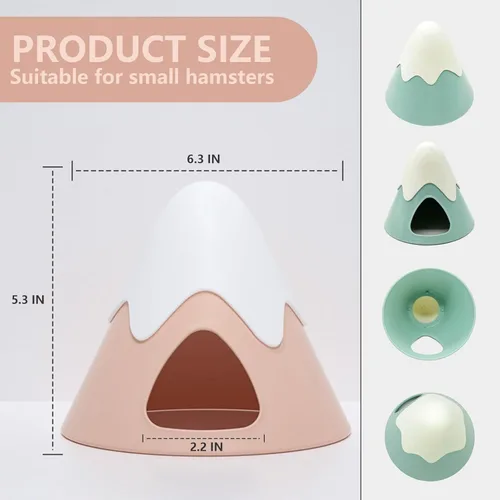 Vista 3 de Escondite de hámster, casa de escondite de hámster en forma de montaña nevada, linda cabaña escondida de hábitat de animales pequeños para hámsteres