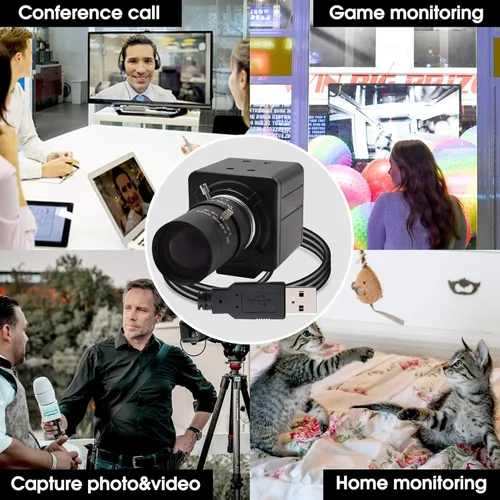 Vista 7 de Cámara USB 8MP 2448P Cámara web con lente de zoom Video Conferencia Transmisión Industria Cámara UVC Plug Play PC Webcam para Windows Linux MAC