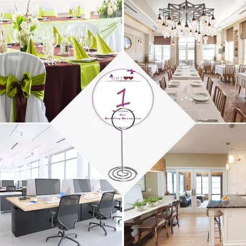 Vista 3 de Table Number Card Holders Place Card Holder, 25 Pack Picture Holders for Tables, Wire Shape Photo Number Stands Menu Paper Card Clips for Wedding