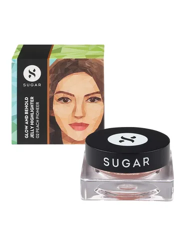 Vista 6 de SUGAR Cosmetics Glow And Behold Jelly Highlighter - 02 Peach Pioneer (Melocotón Rosa Oro) Resaltador líquido, de larga duración