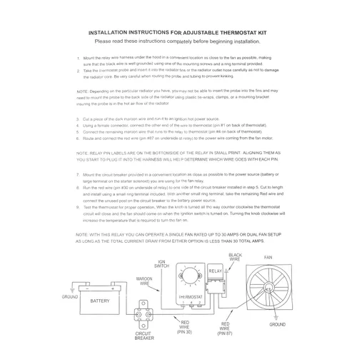 Vista 7 de X AUTOHAUX Kit de controlador de termostato de ventilador de radiador eléctrico de 12 V, kit de cable de relé de cableado para coche