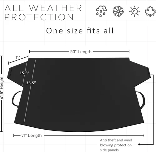 Vista 6 de OxGord, cobertor para parabrisas, eliminación de nieve, protector para parabrisas para todos los climas, invierno, verano, protector solar