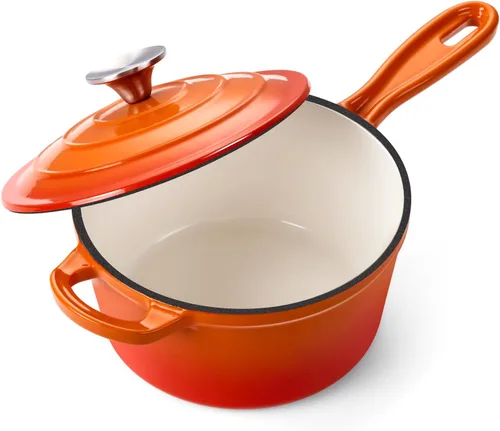 Vista 36 de Onader Enameled Cast Iron Sauce Pan, 1QT Small Saucepan with Lid, Cast Iron Sauce Pot, Enamel Dutch Oven, Nonstick & Heavy Duty – Cream White