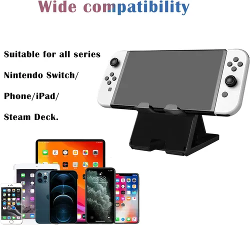 Vista 6 de UDEE Soporte para Nintendo Switch, Steam Deck, teléfono, iPad, soporte antideslizante plegable portátil, ajuste de ángulo de 4 niveles, color negro