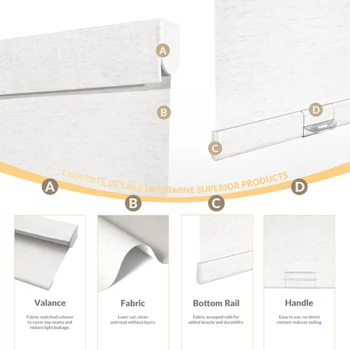 Vista 6 de Boolegon Persianas enrollables opacas sin cordón para ventanas, cortinas de lino con cenefa, tela con aislamiento térmico, persianas enrollables