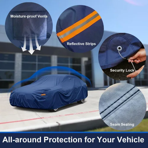 Vista 5 de Kaugung Funda impermeable pesada para automóvil, ajuste personalizado para Ford Mustang GT/Shelby/Cobra/Bullitt (1970-2025), cubierta exterior