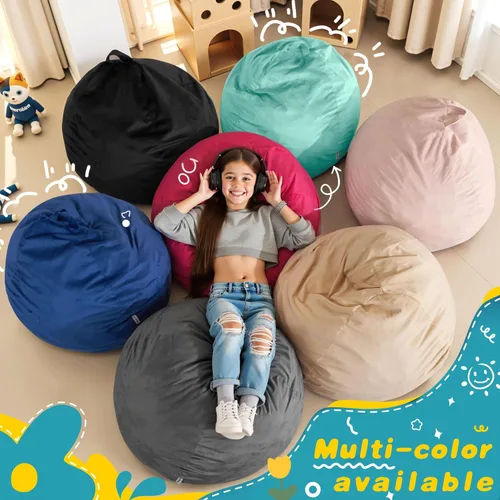 Vista 7 de HABUTWAY Silla de Puf de 2 Pies, Puf de 2' de Sillones Pequeños con Relleno, Silla de Puf en Forma de Lágrima de Terciopelo Ultra Suave con Funda