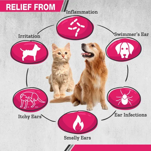 Vista 6 de Truseb Tratamiento de infección de oído de perro de máxima resistencia, solución limpiadora de oídos para gatos y perros, medicada con clorhexidina