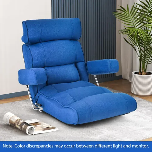 Vista 4 de KOMFOTT Sofá plegable ajustable, tumbona tapizada para interiores con reposacabezas ajustable de 6 posiciones, soporte lumbar, asiento extendido