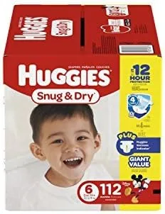 HUGGIES Pañales Snug Seco tamaño 6 112 unidades el embalaje puede variar
