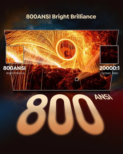 Vista 3 de [Built-in Official Apps/4K Support] Smart Outdoor Projector with WiFi and Bluetooth, 800ANSI Movie Projector, DoIby Audio with Dual Speaker, Auto