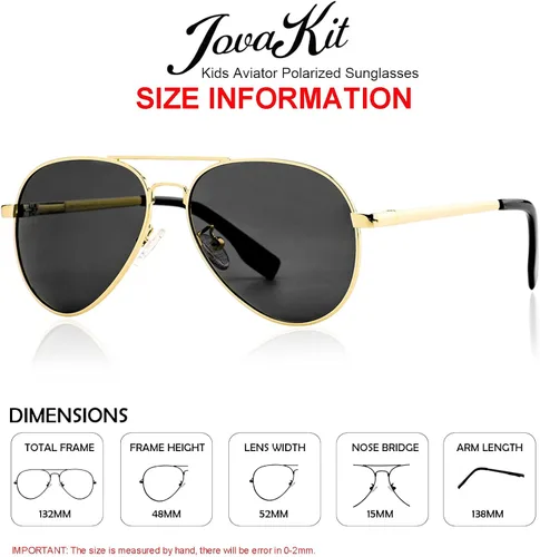 Vista 5 de Gafas de sol polarizadas de aviador para niños y niñas de 4 a 16 años