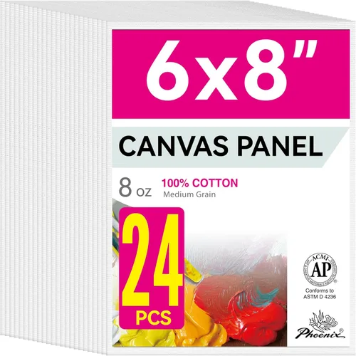 Vista 9 de PHOENIX Paneles de Lienzo Pequeños para Pintura de 3x5 Pulgadas, Paquete de Valor de 12 Unidades - 8 Oz Triple Imprimado 100% Algodón Libre de Ácido